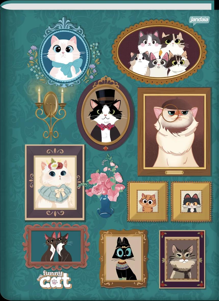 CADERNO BROCHURA CAPA DURA UNIVERSITÁRIO 80 FOLHAS - FUNNY CAT