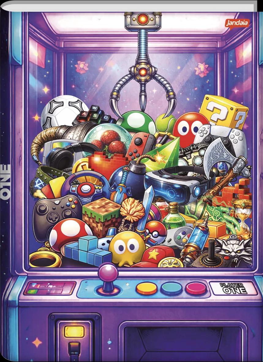 CADERNO BROCHURA UNIVERSITÁRIO CAPA DURA 80 FOLHAS -  PLAYER ONE