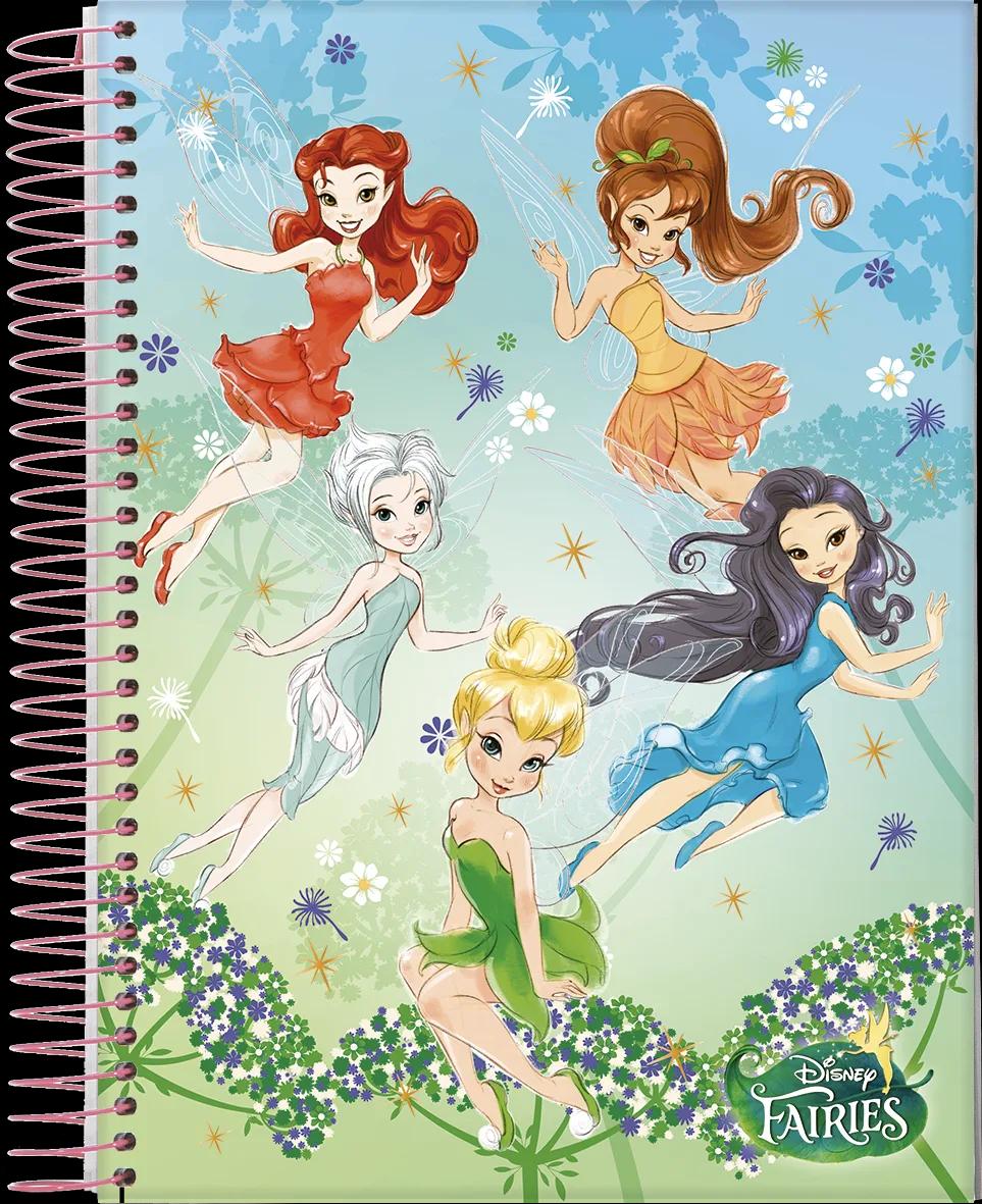 CADERNO ESPIRAL CAPA DURA 1/4 80 FOLHAS - FADAS DISNEY