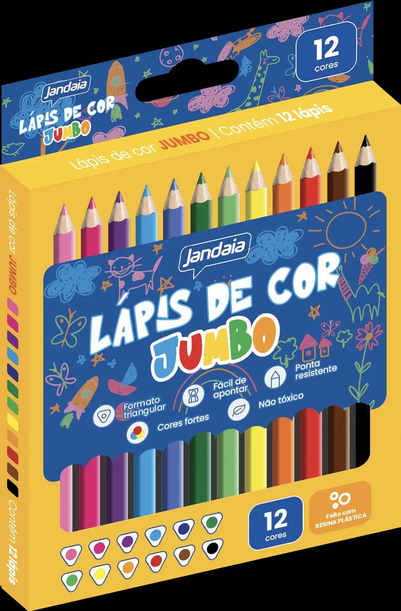 LAPIS DE COR 12 CORES JUMBO RESINA - JANDAIA