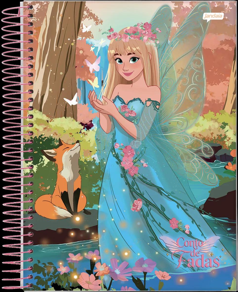 CADERNO ESPIRAL UNIVERSITÁRIO CAPA DURA 10 MATÉRIAS  160 FOLHAS -  CONTO DE FADAS — miniatura 3