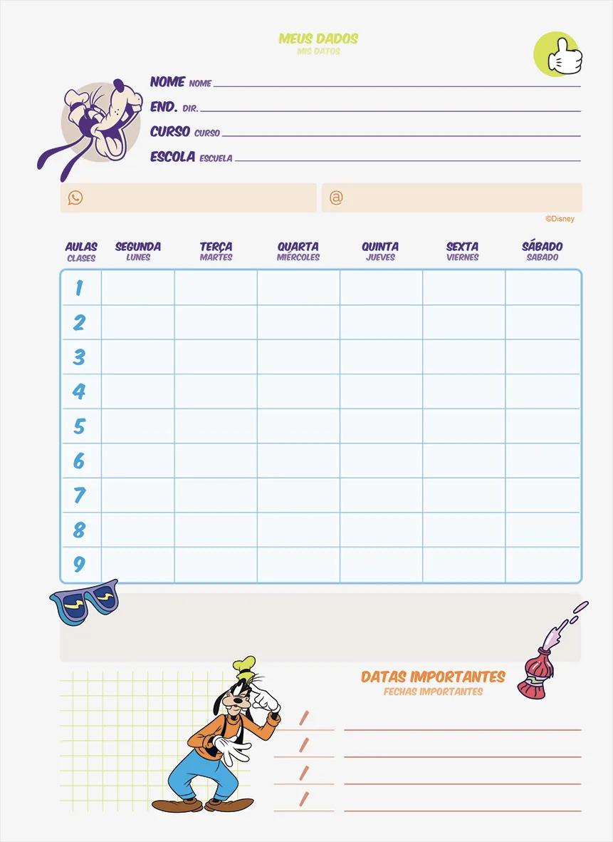 CADERNO ESPIRAL UNIVERSITÁRIO CAPA DURA 10 MATÉRIAS 160 FOLHAS - GOOFY — miniatura 8