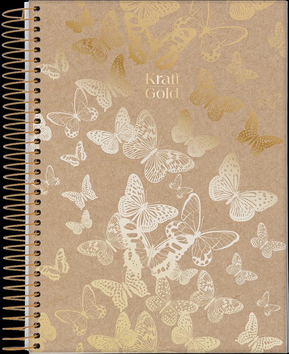 CADERNO ESPIRAL UNIVERSITÁRIO CAPA DURA 10 MATÉRIAS 160 FOLHAS - KRAFT GOLD — miniatura 3