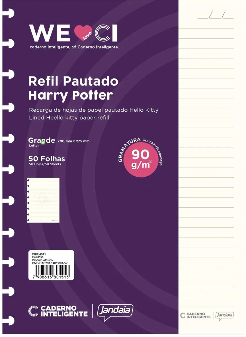 CADERNO INTELIGENTE REFIL 172X231MM 50FLS 01/PT HARRY POTTER