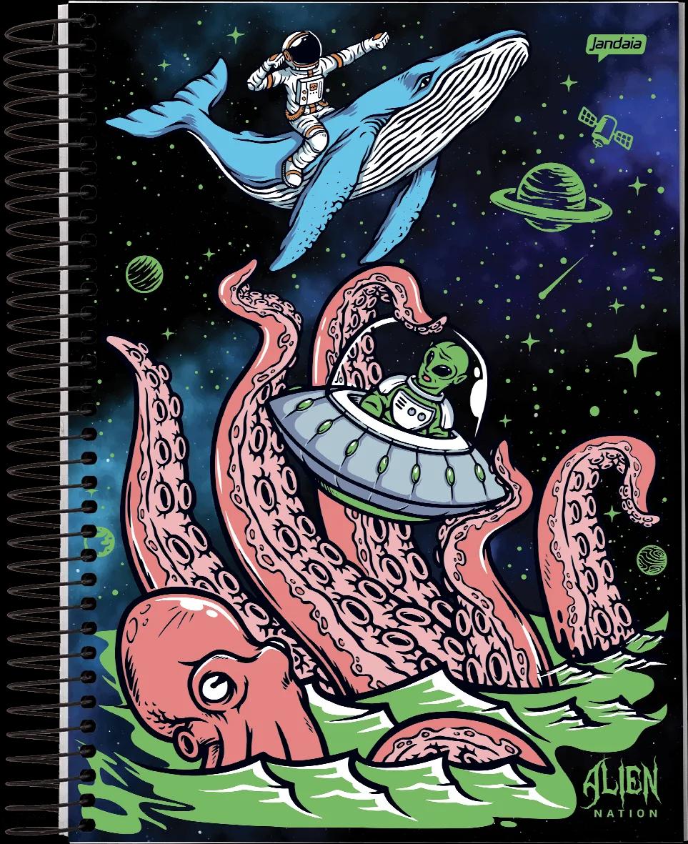 CADERNO ESPIRAL UNIVERSITÁRIO CAPA DURA 15 MATÉRIAS 240 FOLHAS - ALIEN NATION — miniatura 4