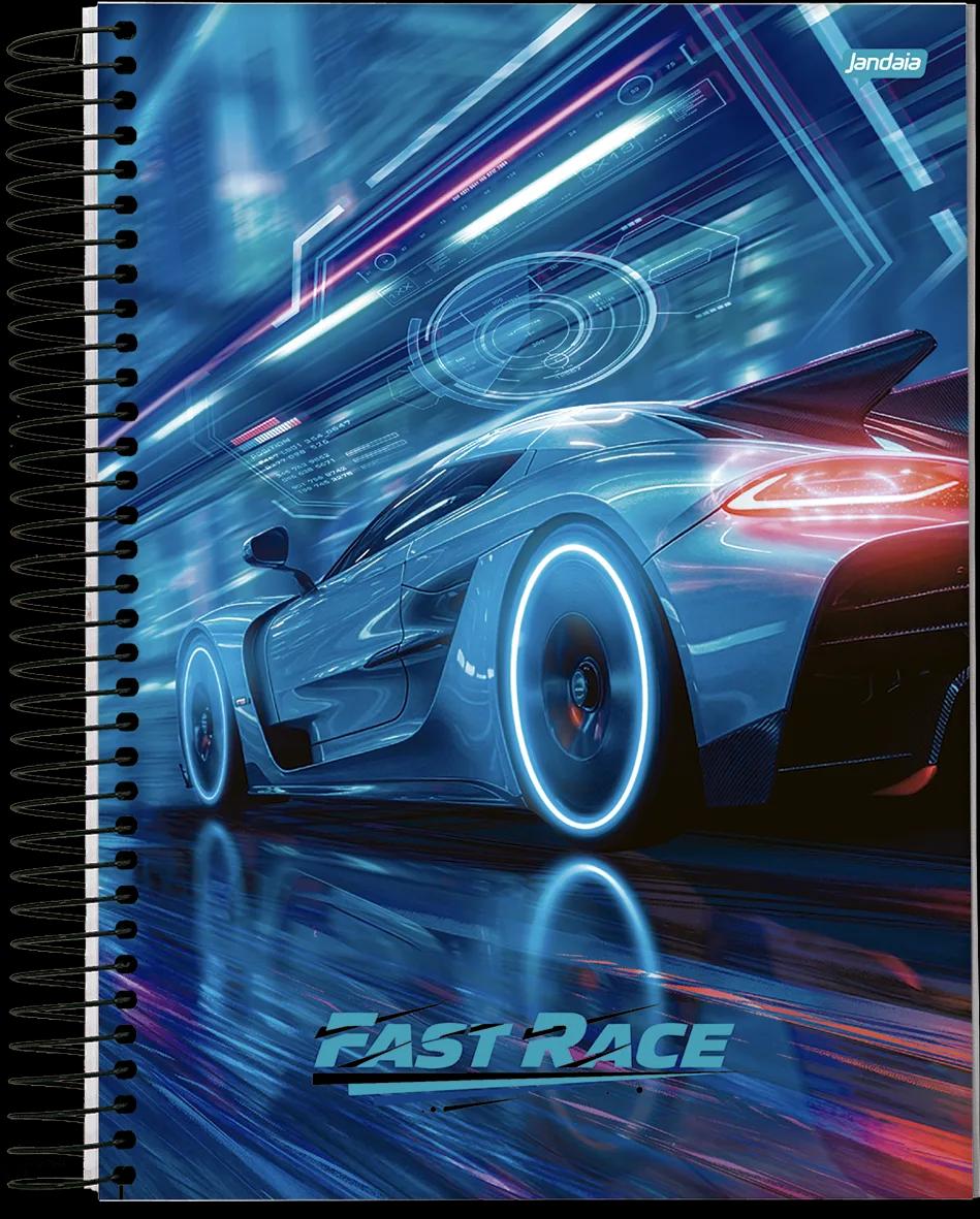 CADERNO ESPIRAL UNIVERSITÁRIO CAPA DURA 20 MATÉRIAS  320 FOLHAS -   FAST RACE