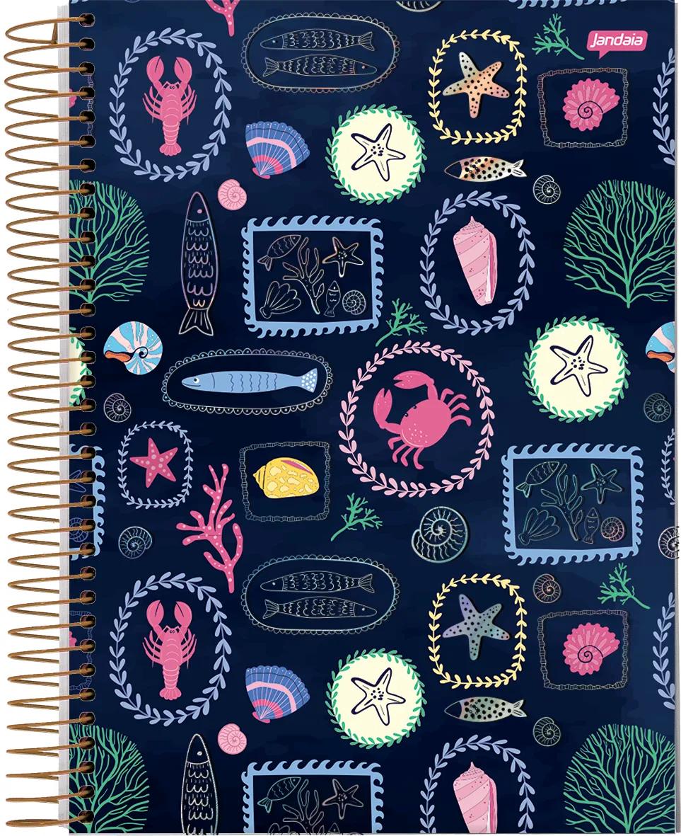 CADERNO ESPIRAL UNIVERSITÁRIO CAPA DURA 01 MATÉRIA 80 FOLHAS - SEA LIFE — miniatura 3