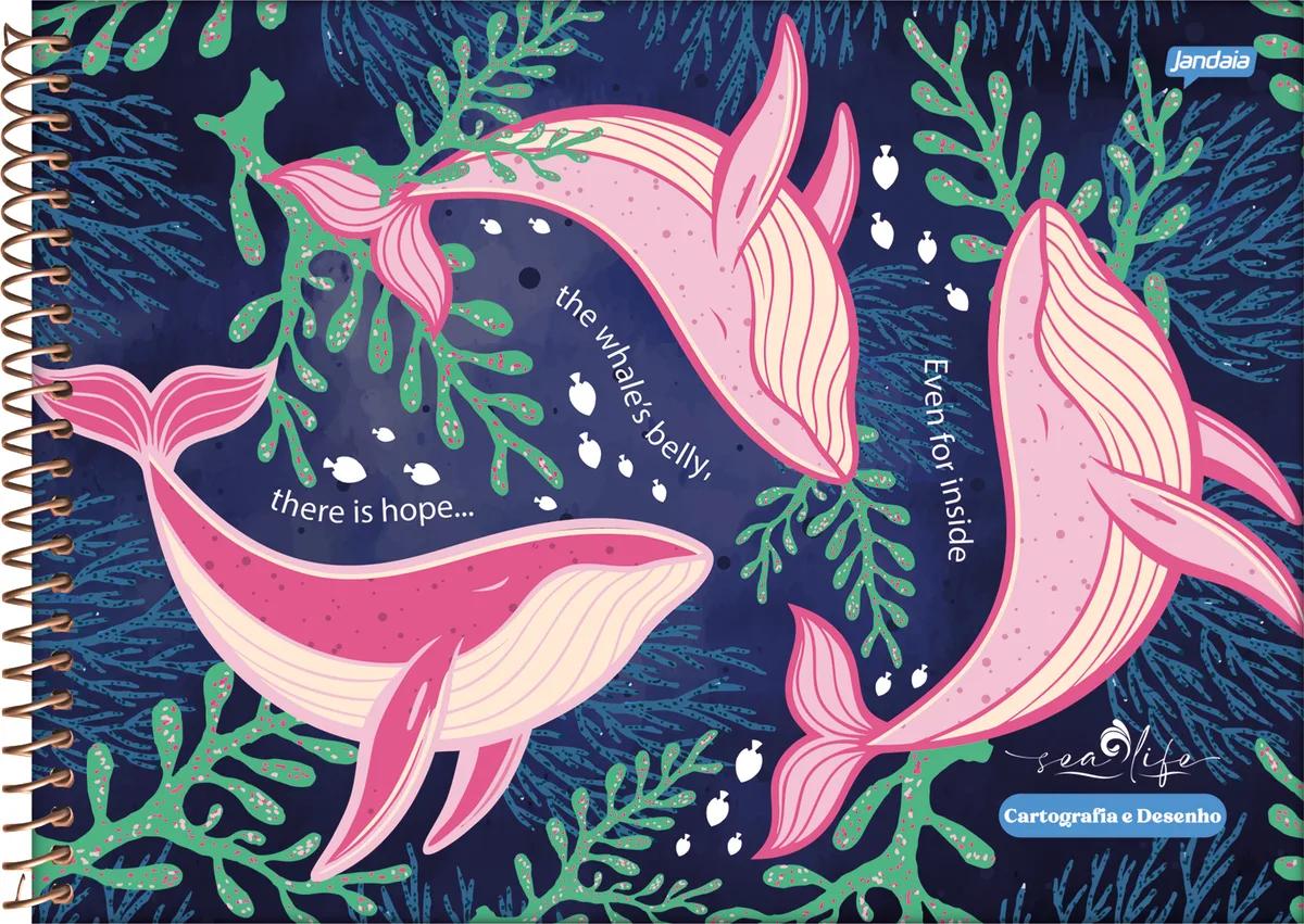 CADERNO ESPIRAL CAPA DURA 80 FOLHAS CARTOGRAFIA - SEA LIFE