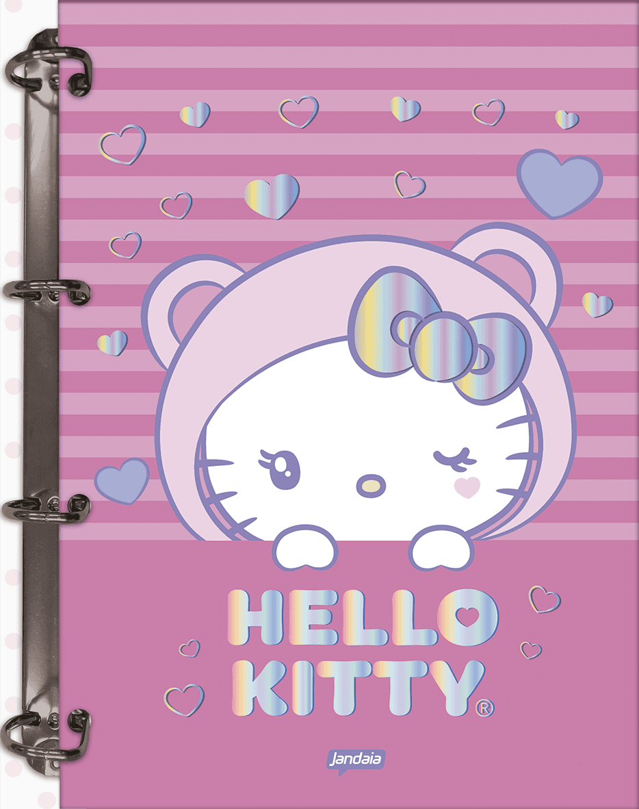CADERNO COLLEGE CAPA DURA 80 FOLHAS ARGOLADO - HELLO KITTY