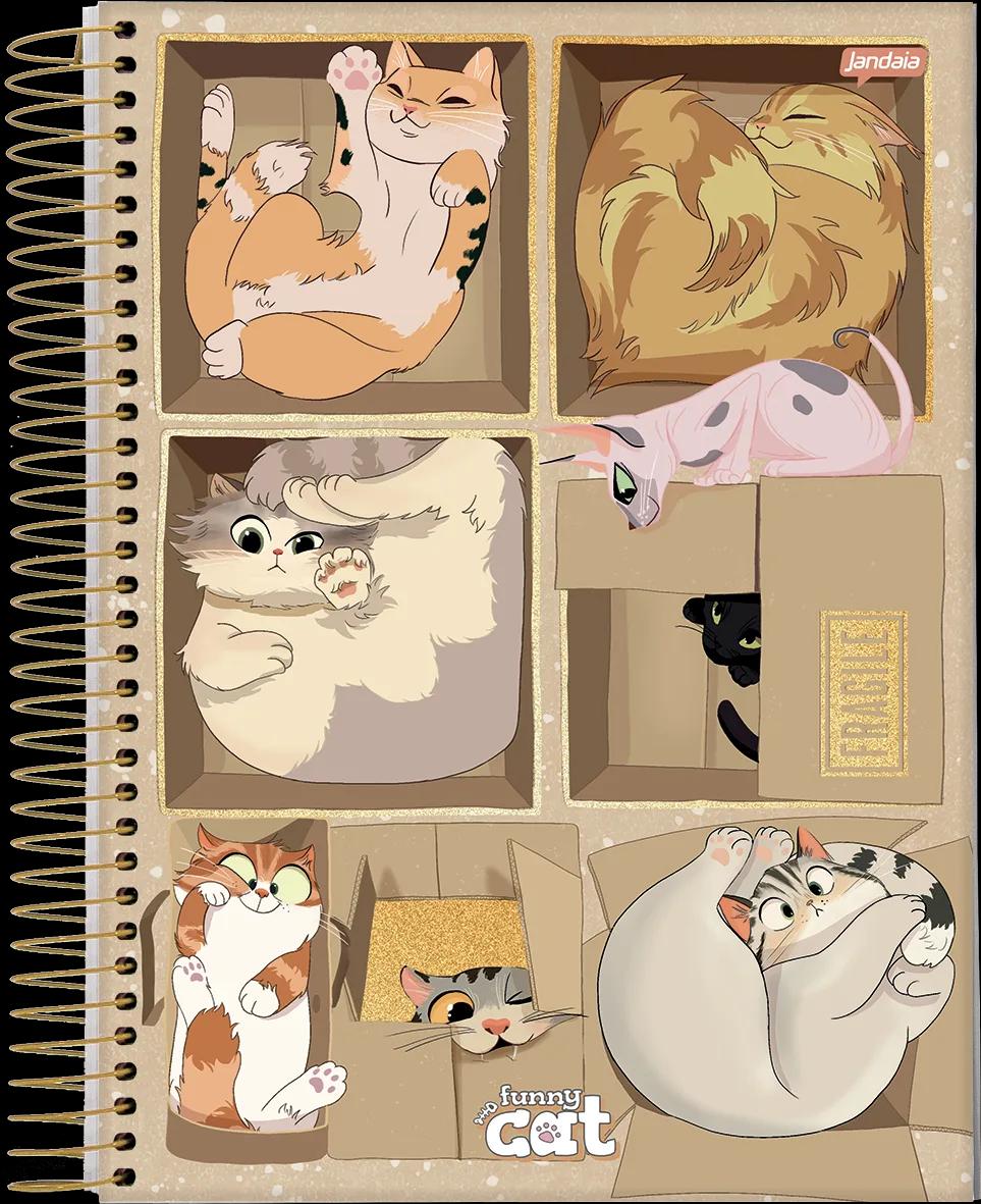 CADERNO ESPIRAL CAPA DURA 1/4 80 FOLHAS - FUNNY CAT — miniatura 2