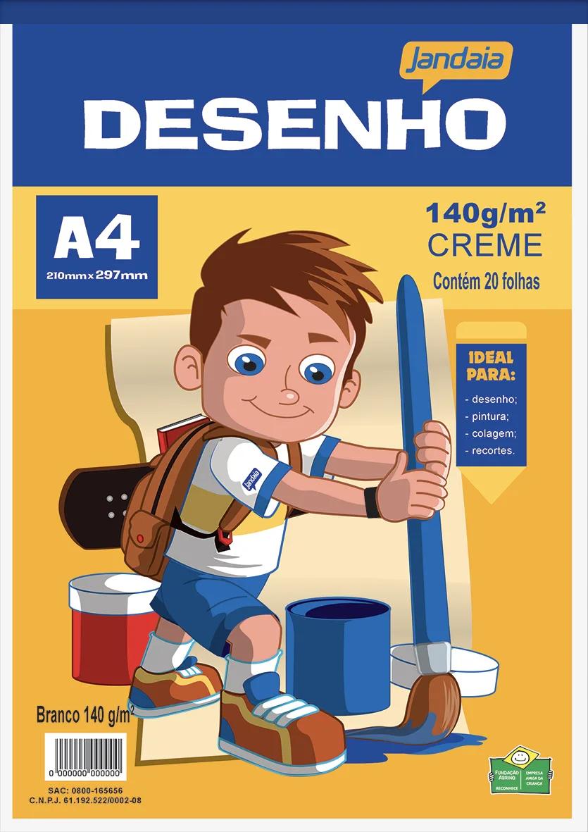 BLOCO DE DESENHO ESCOLAR CREME A4 20 FOLHAS  - TURMA DO JANDAINHA