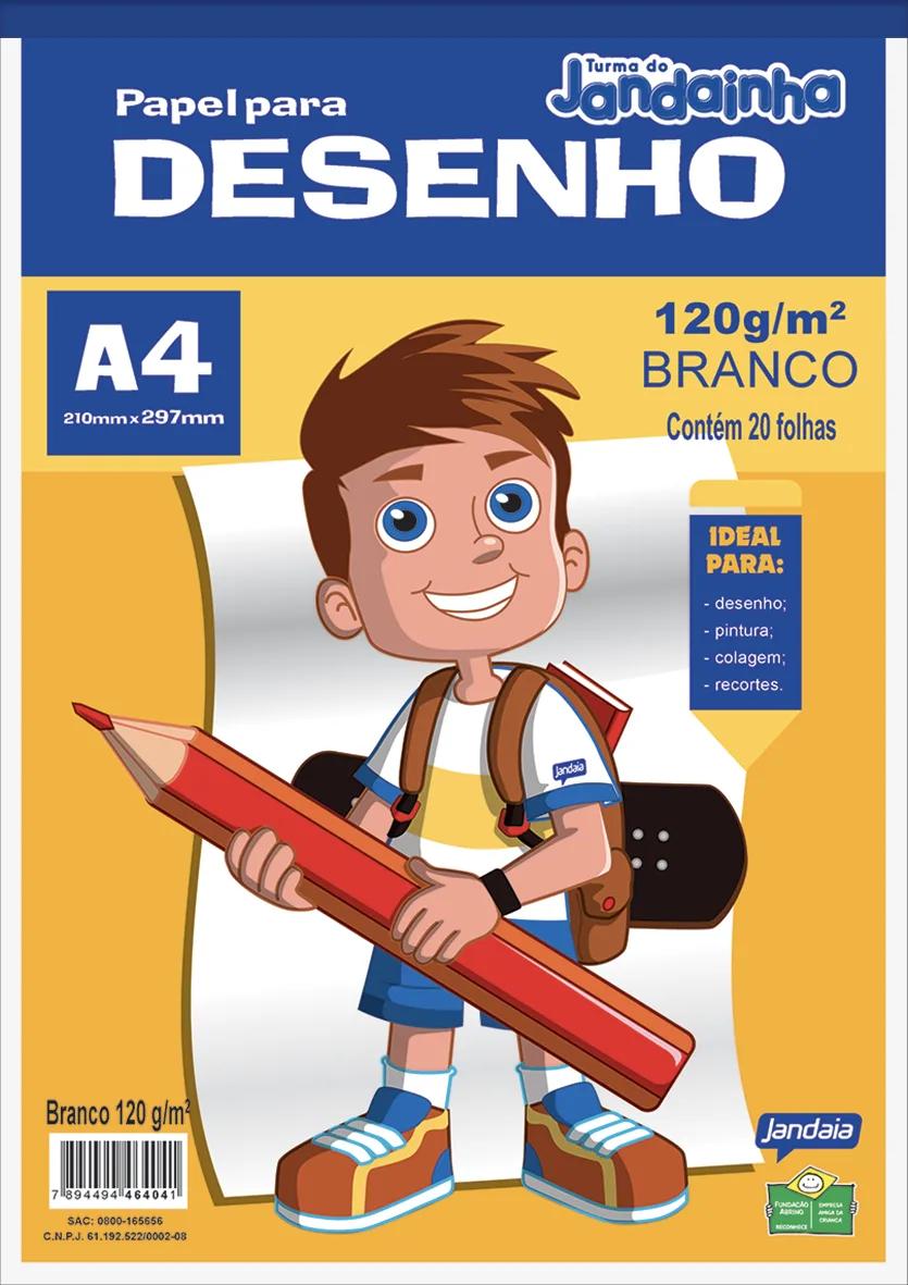 BLOCO DE DESENHO ESCOLAR BRANCO A4 20 FOLHAS  - TURMA DO JANDAINHA