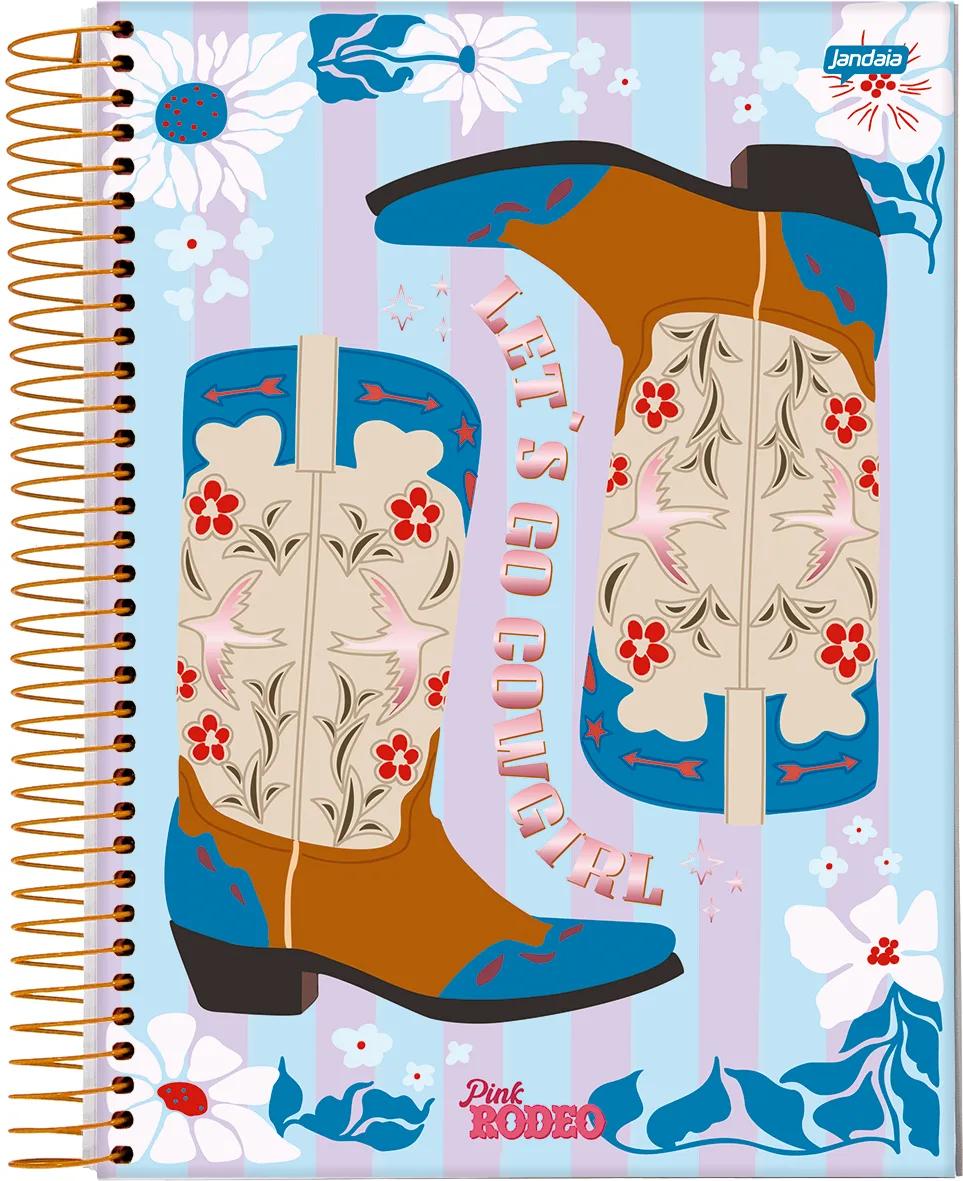 CADERNO ESPIRAL UNIVERSITÁRIO CAPA DURA 15 MATÉRIAS 240 FOLHAS - PINK RODEO