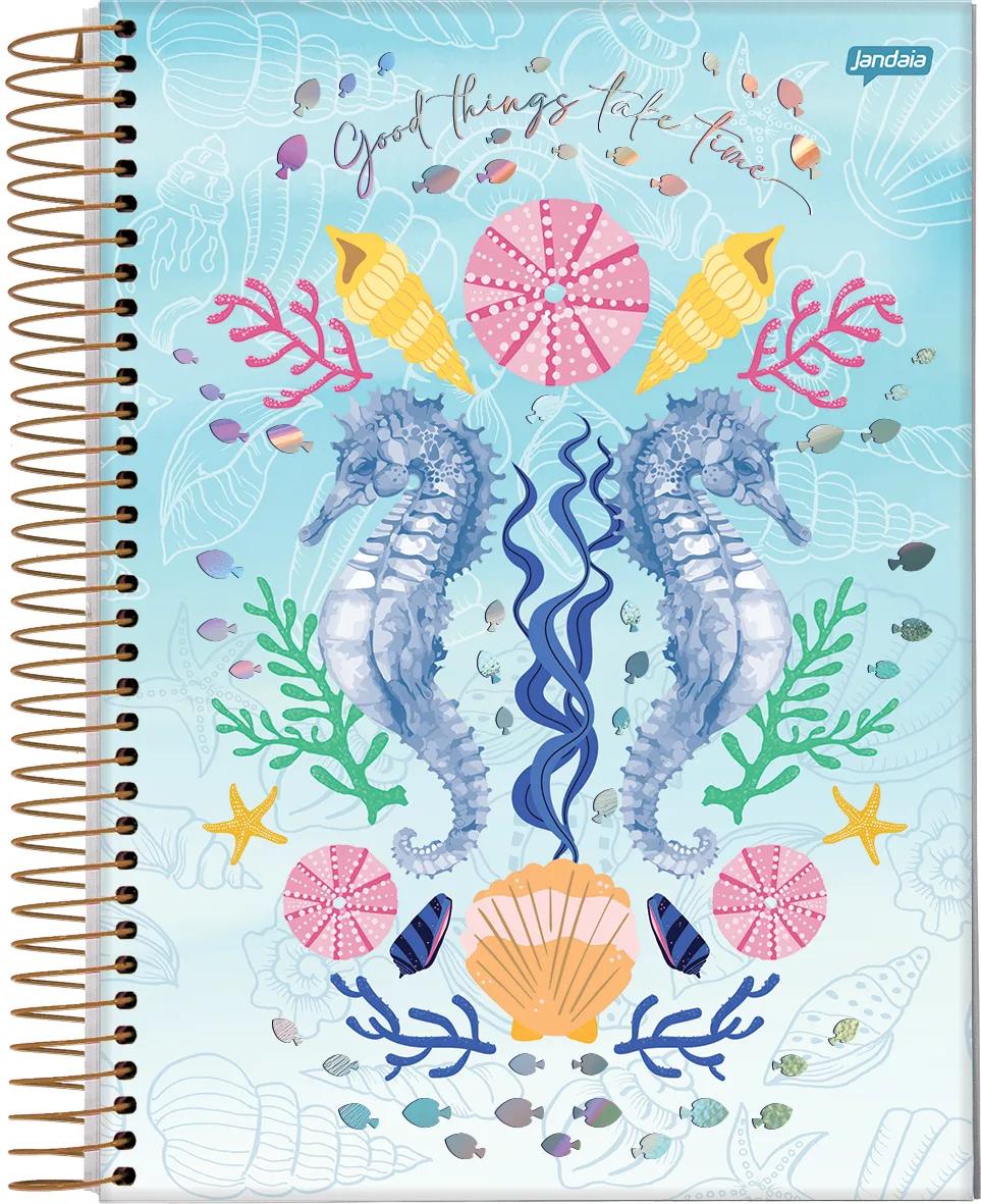 CADERNO ESPIRAL UNIVERSITÁRIO CAPA DURA 10 MATÉRIAS 160 FOLHAS - SEA LIFE — miniatura 2