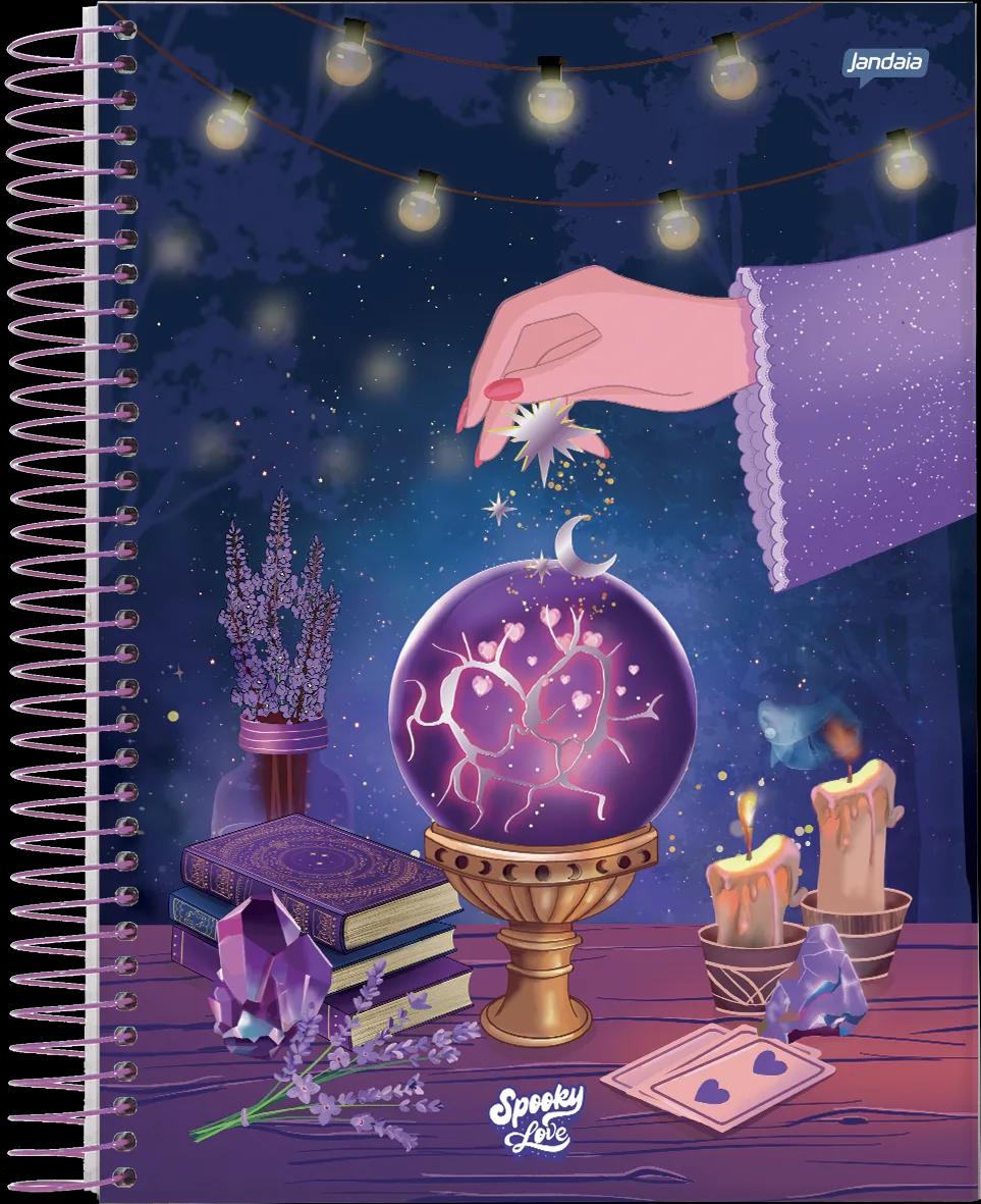 CADERNO ESPIRAL UNIVERSITÁRIO CAPA DURA 15 MATÉRIAS 240 FOLHAS - SPOOKY LOVE — miniatura 3