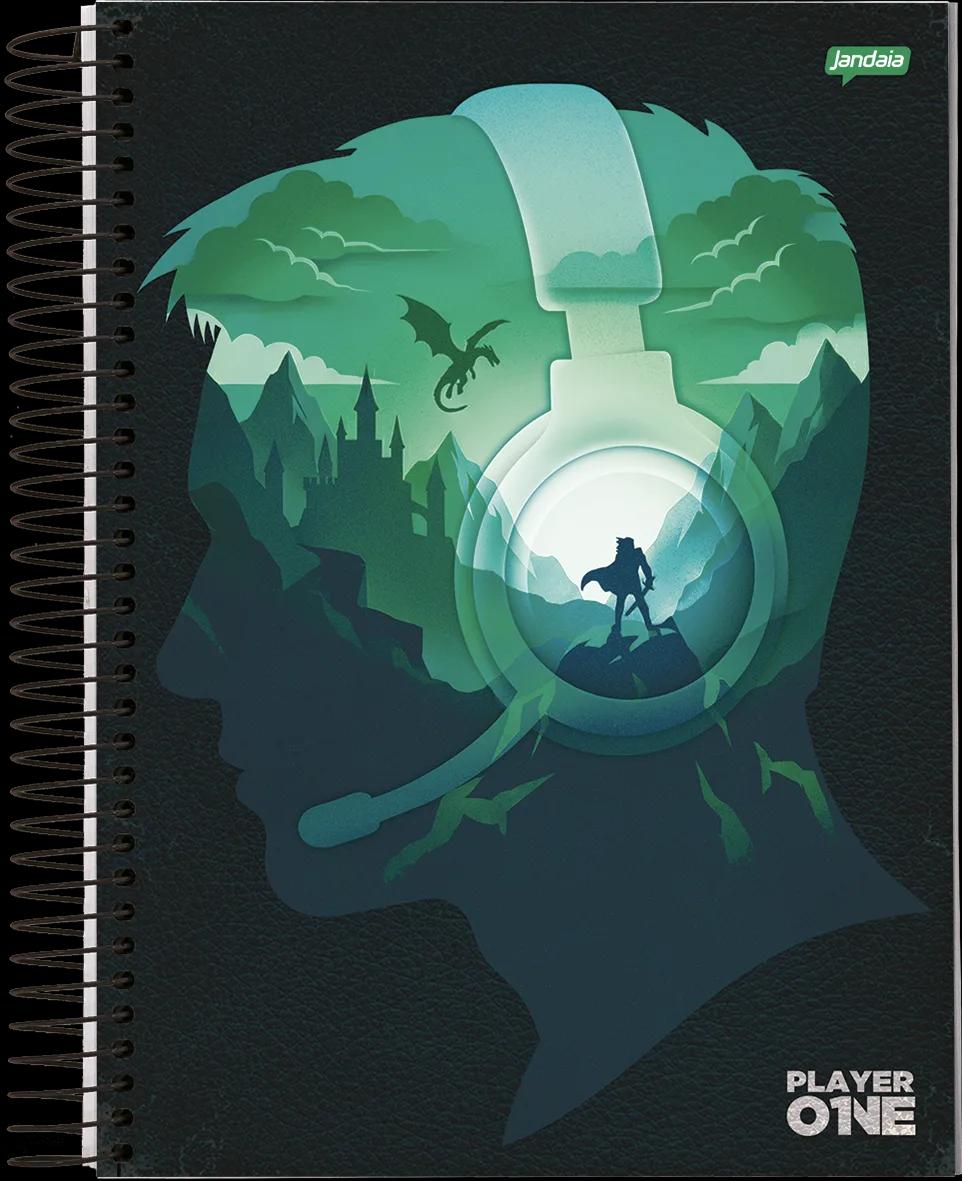 CADERNO ESPIRAL UNIVERSITÁRIO CAPA DURA 01 MATÉRIA 80 FOLHAS - PLAYER ONE — miniatura 2