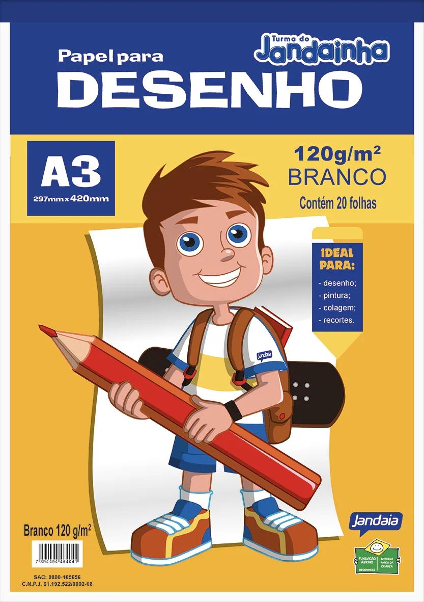 BLOCO DE DESENHO ESCOLAR BRANCO  A3 20 FOLHAS  - TURMA DO JANDAINHA