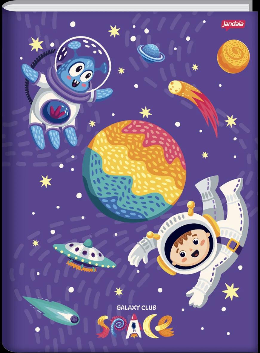 CADERNO BROCHURA CAPA DURA UNIVERSITÁRIO 80 FOLHAS - GALAXY CLUB SPACE