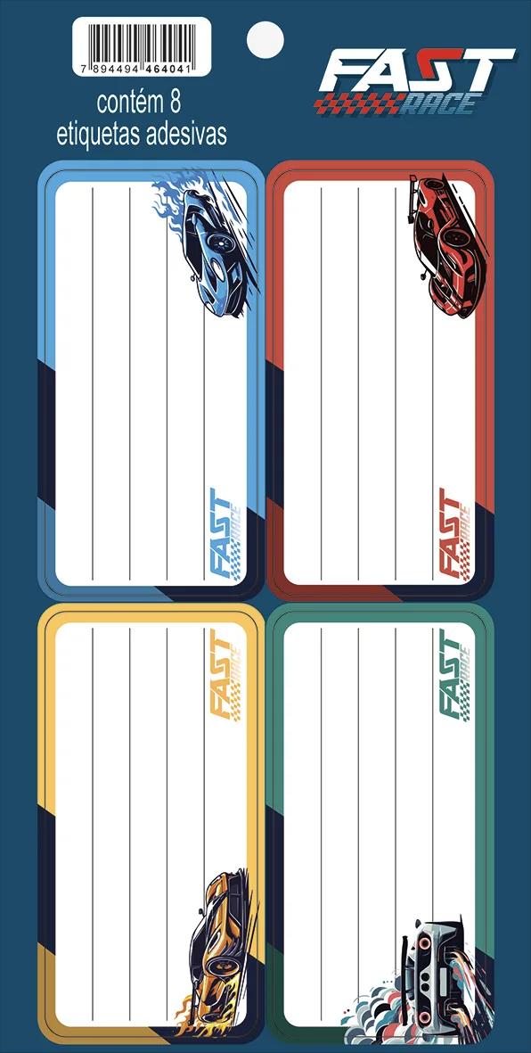 ETIQUETA IDENTIFICAÇÃO 40X80MM FOLHA COM 8 ETIQUETAS - FAST RACE — imagem 1