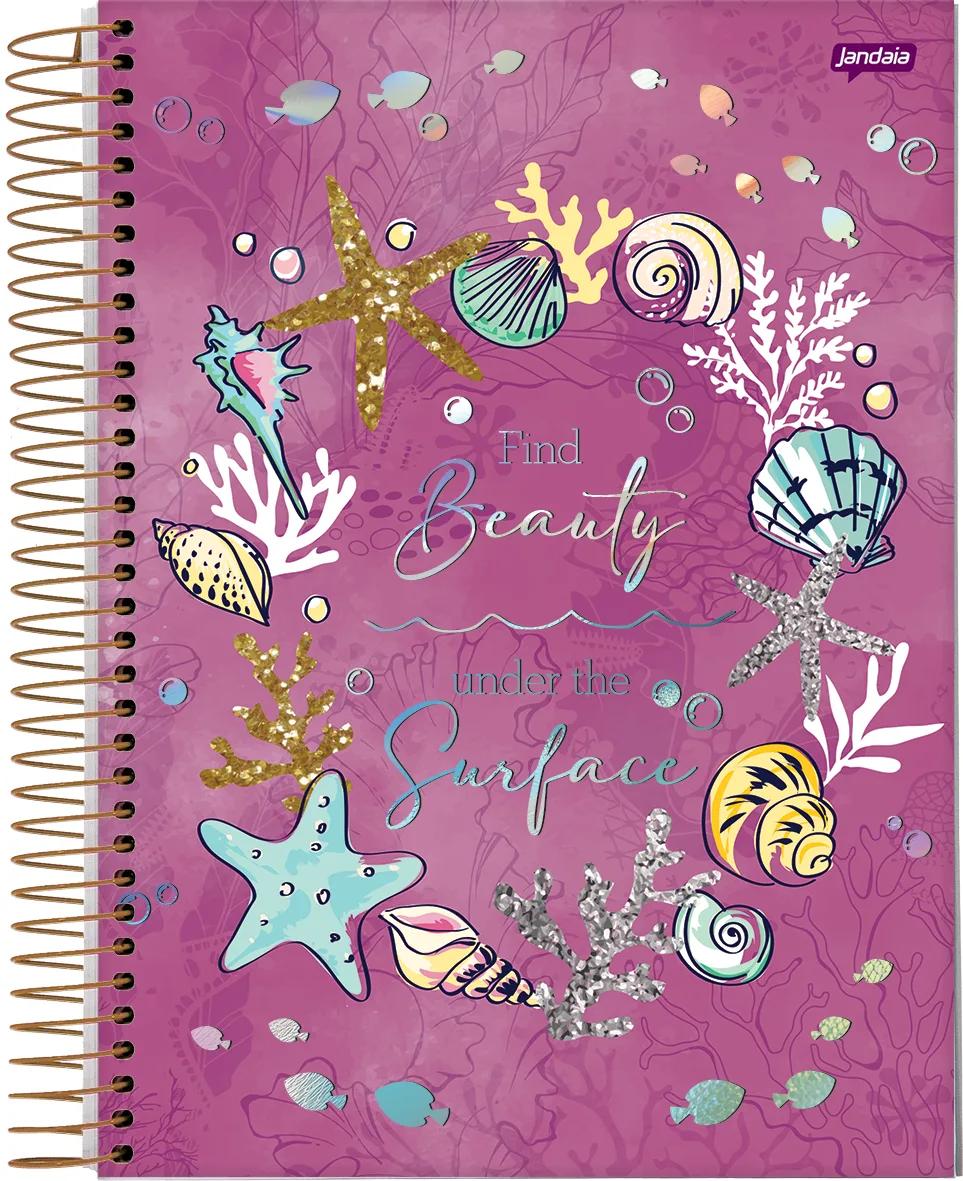 CADERNO ESPIRAL UNIVERSITÁRIO CAPA DURA 01 MATÉRIA 80 FOLHAS - SEA LIFE — miniatura 4
