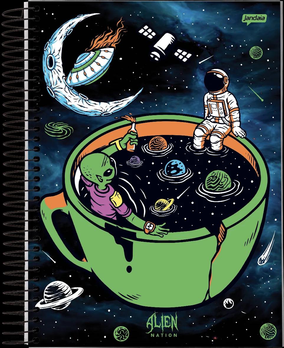 CADERNO ESPIRAL UNIVERSITÁRIO CAPA DURA 10 MATÉRIAS 160 FOLHAS - ALIEN NATION — miniatura 4