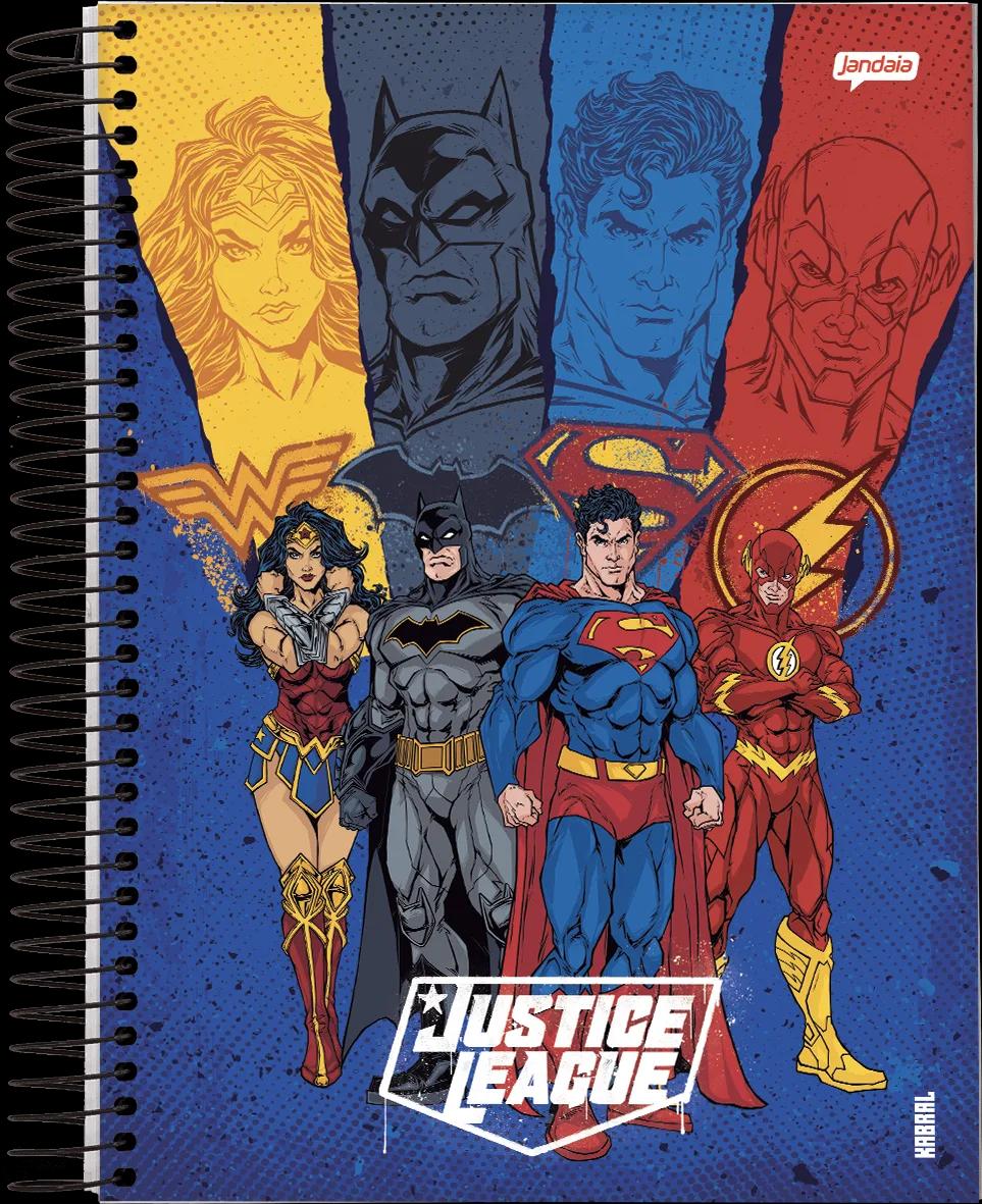 CADERNO ESPIRAL CAPA DURA 1/4 80 FOLHAS - LIGA DA JUSTIÇA