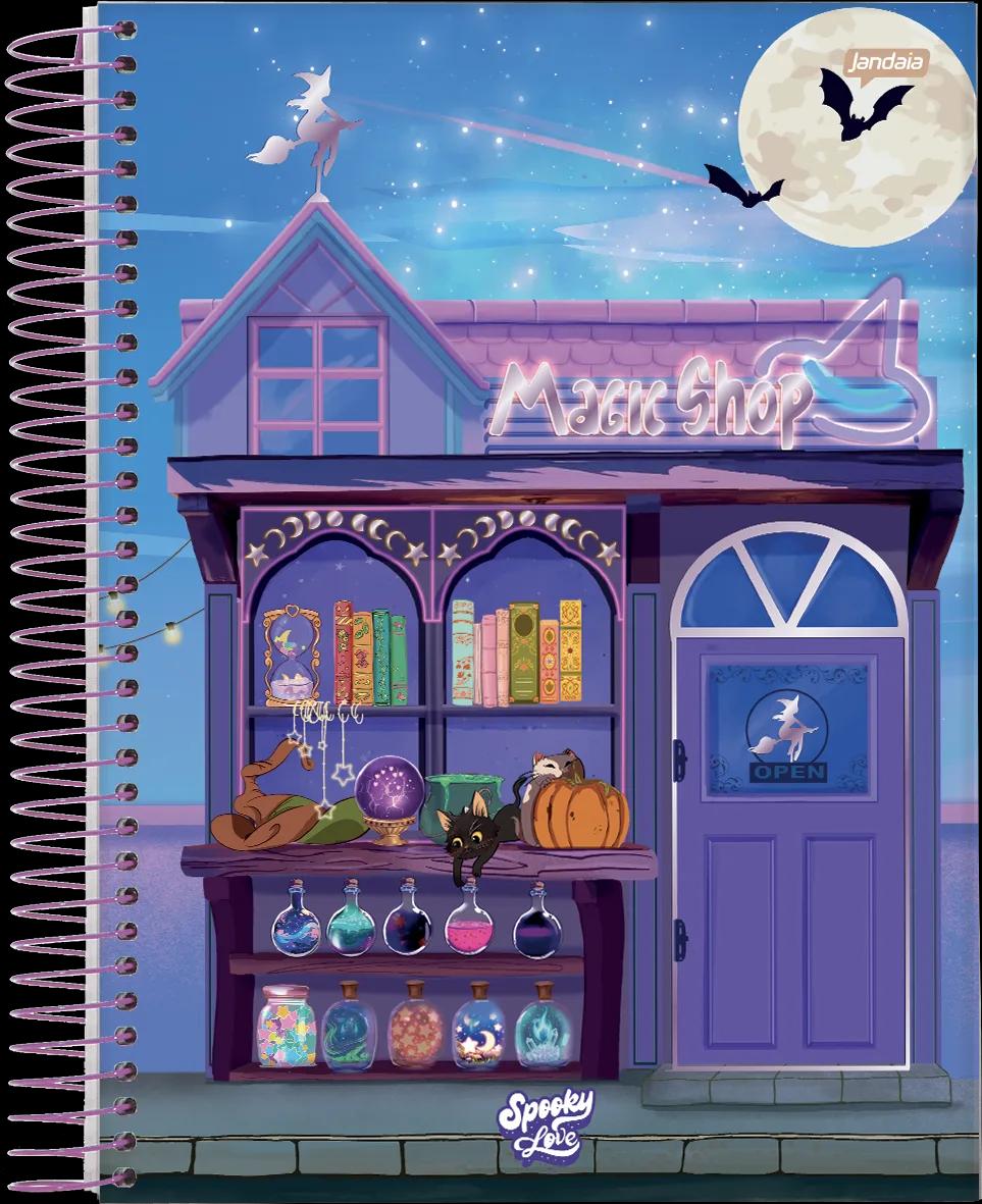 CADERNO ESPIRAL UNIVERSITÁRIO CAPA DURA 01 MATÉRIA 80 FOLHAS - SPOOKY LOVE — miniatura 4