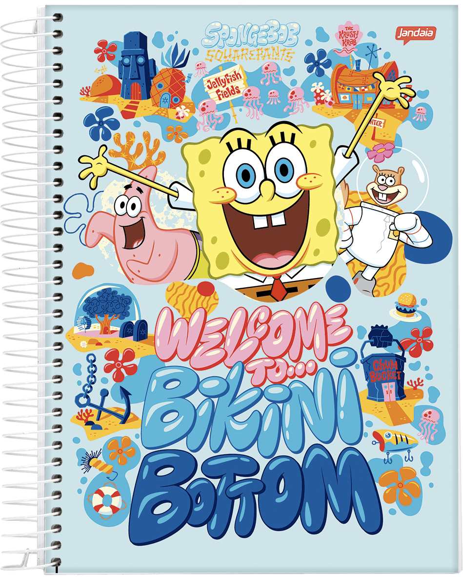 CADERNO ESPIRAL UNIVERSITÁRIO CAPA DURA 10 MATÉRIAS 160 FOLHAS - BOB ESPONJA — miniatura 3
