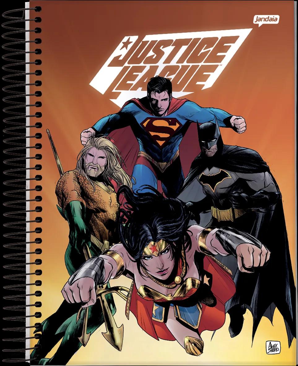CADERNO ESPIRAL UNIVERSITÁRIO CAPA DURA 15 MATÉRIAS 240 FOLHAS - LIGA DA JUSTIÇA