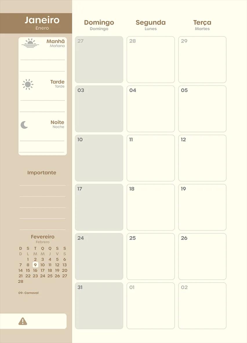 AGENDA DIÁRIA BROCHURA PLANNER MENSAL190X248MM 20FLS - KRAFT GOLD — miniatura 4