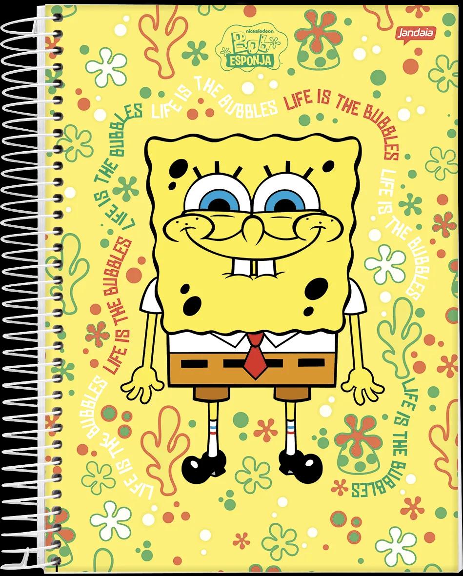 CADERNO ESPIRAL CAPA DURA 1/4 80 FOLHAS - BOB ESPONJA