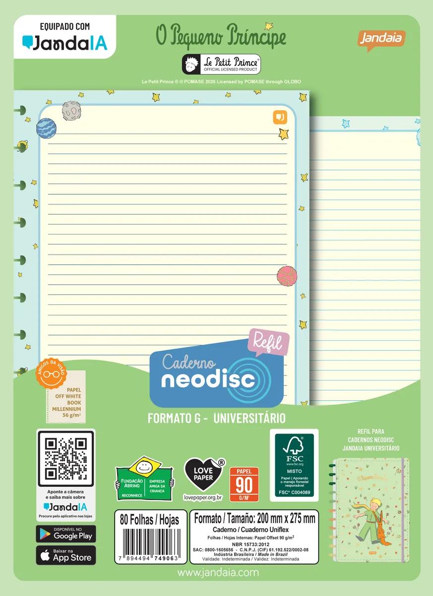 CADERNO NEODISC REFIL UNIVERSITÁRIO 80 FOLHAS - O PEQUENO PRÍNCIPE