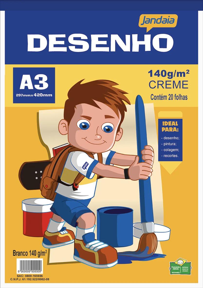 BLOCO DE DESENHO ESCOLAR CREME A3 20 FOLHAS  - TURMA DO JANDAINHA