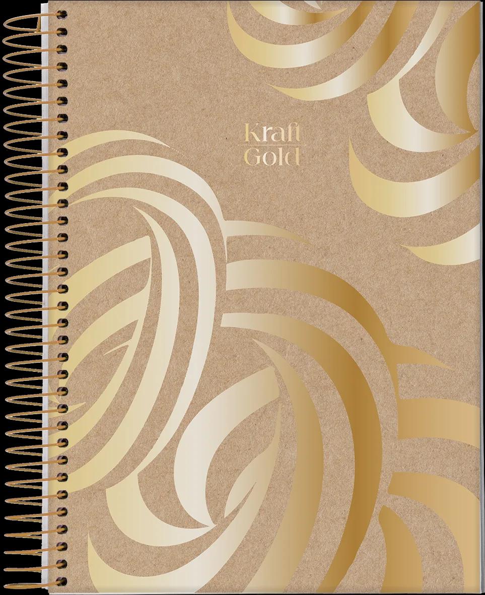 CADERNO ESPIRAL UNIVERSITÁRIO CAPA DURA 01 MATÉRIA 80 FOLHAS - KRAFT GOLD — miniatura 4