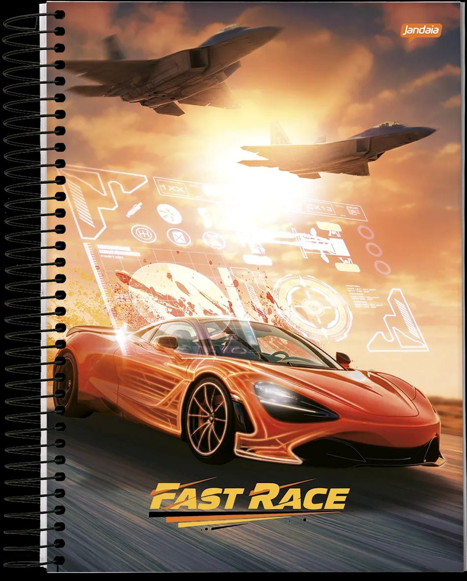 CADERNO ESPIRAL UNIVERSITÁRIO CAPA DURA 15 MATÉRIAS 240 FOLHAS -  FAST RACE