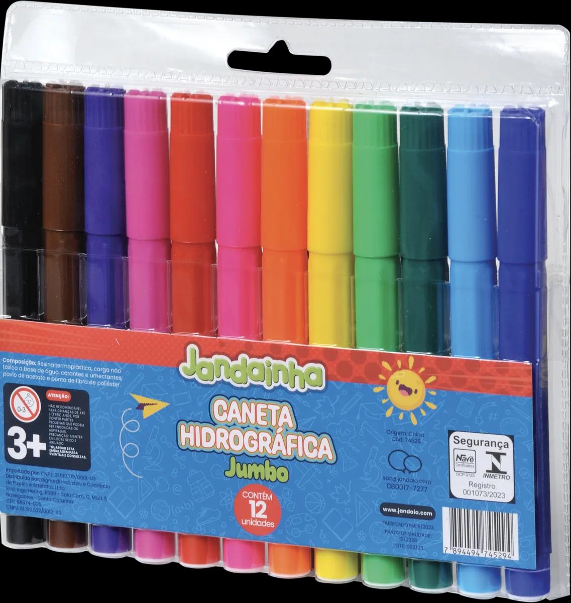 CANETA HIDROGRAFICA 12 CORES JUMBO - JANDAINHA