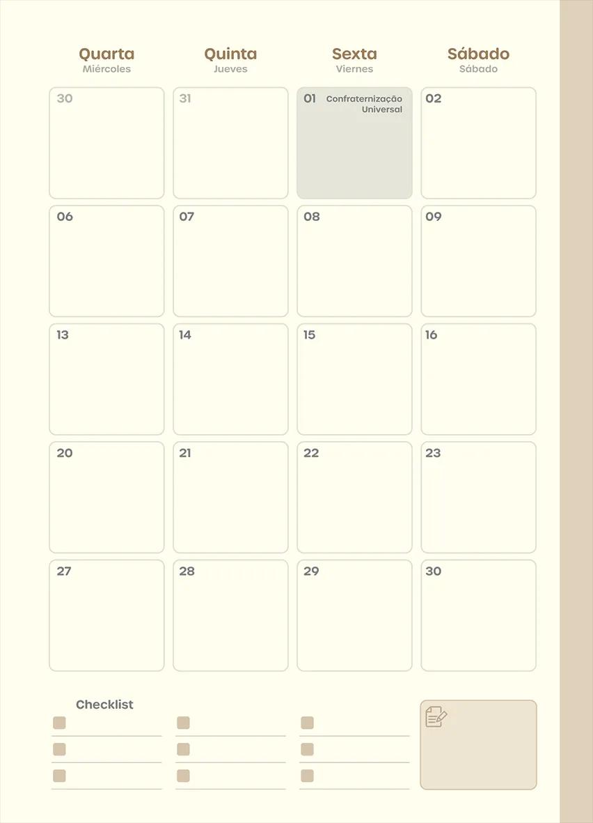 AGENDA DIÁRIA BROCHURA PLANNER MENSAL190X248MM 20FLS - KRAFT GOLD — miniatura 5
