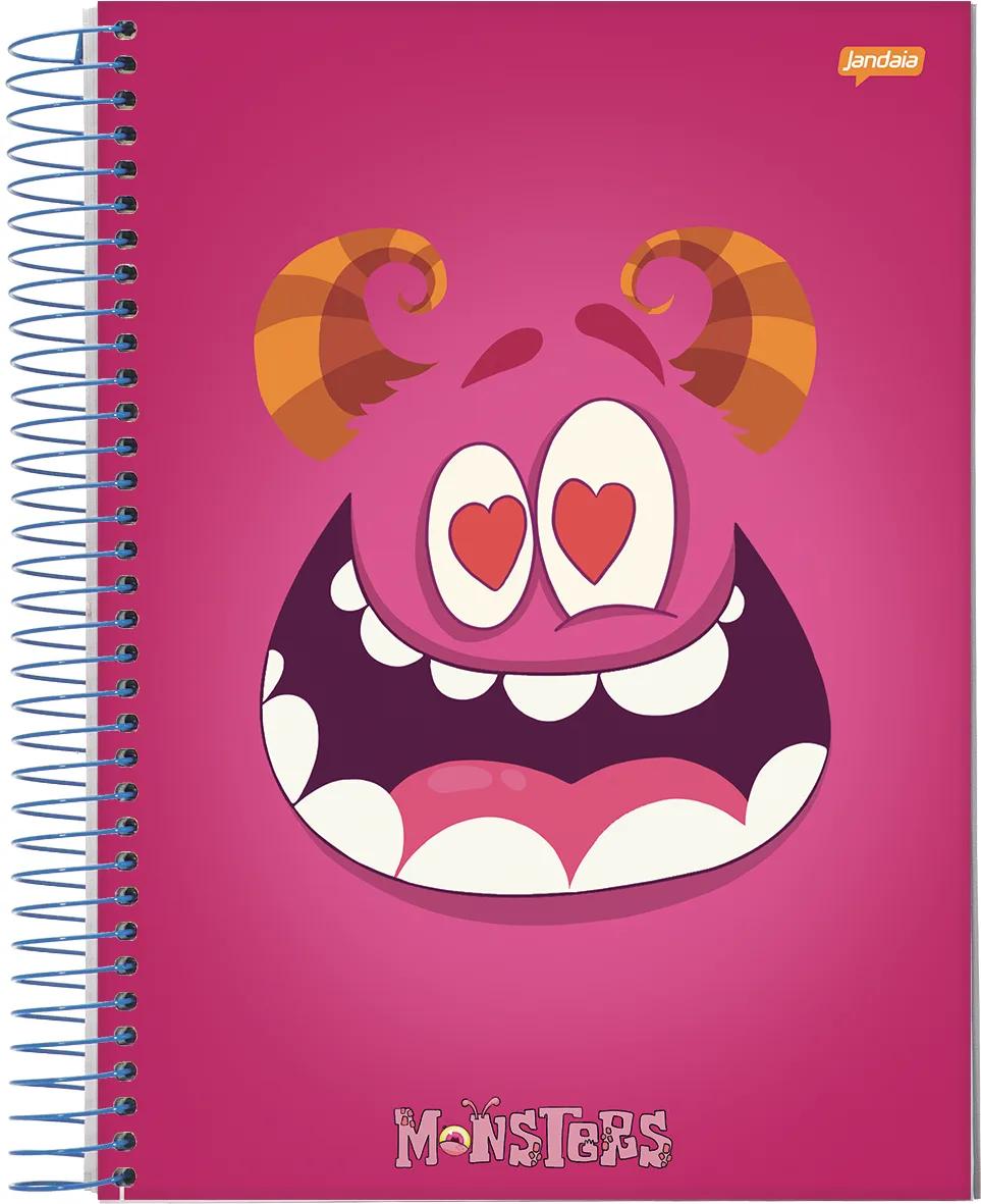 CADERNO ESPIRAL UNIVERSITÁRIO CAPA DURA 10 MATÉRIAS 160 FOLHAS - MONSTERS