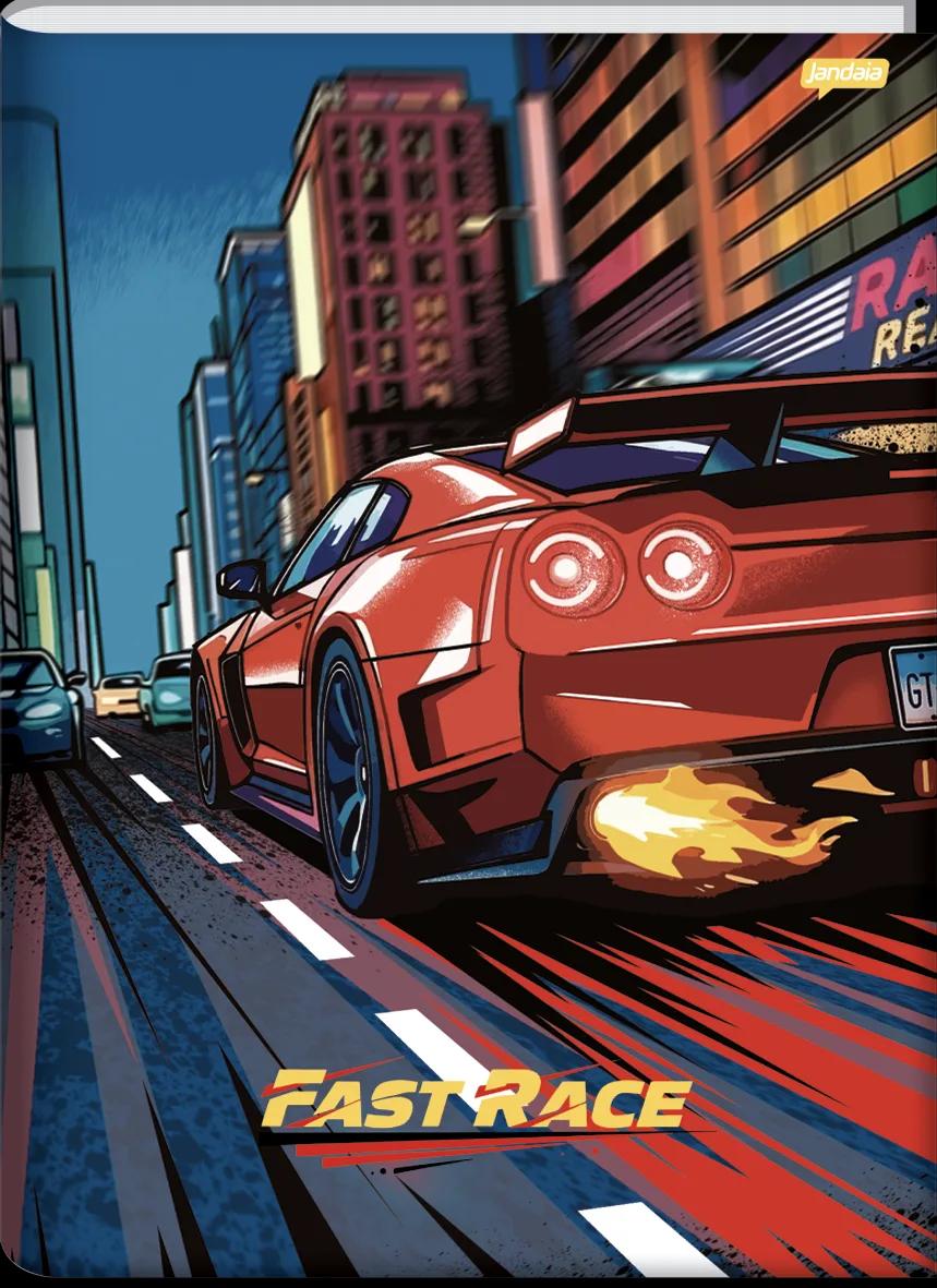CADERNO BROCHURA UNIVERSITÁRIO CAPA DURA 80 FOLHAS -  FAST RACE