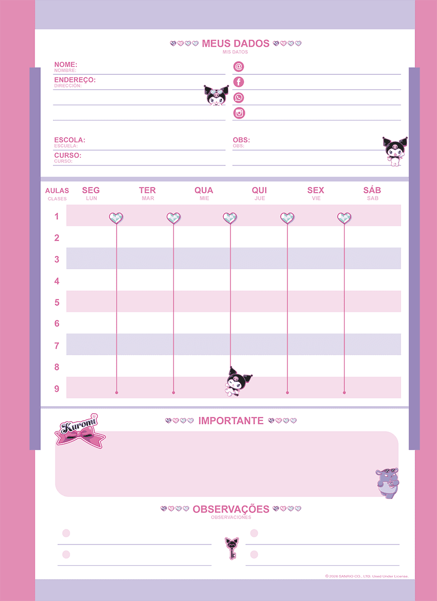 CADERNO ESPIRAL UNIVERSITÁRIO CAPA DURA 15 MATÉRIAS 240 FOLHAS - KUROMI — miniatura 6