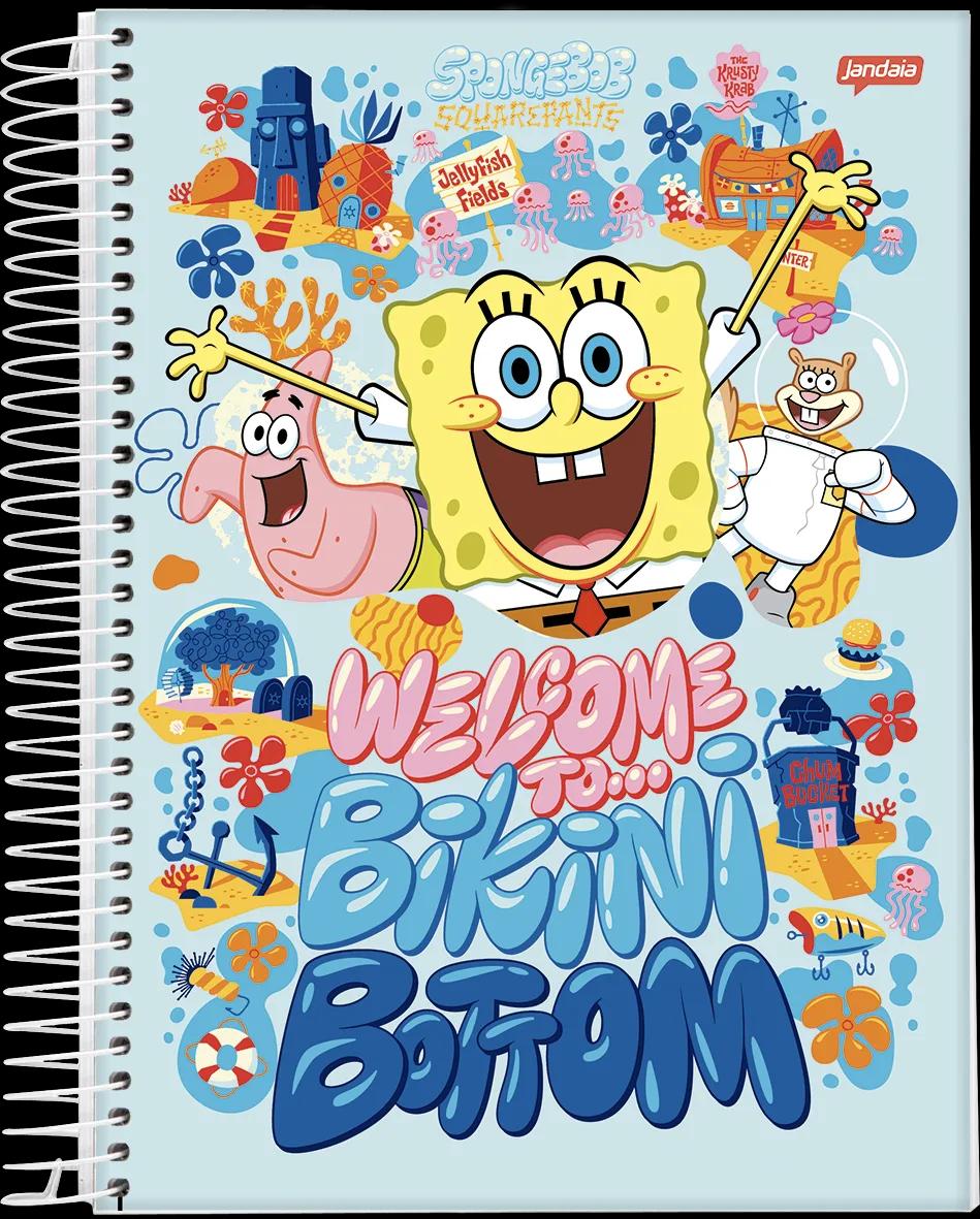 CADERNO ESPIRAL CAPA DURA 1/4 80 FOLHAS - BOB ESPONJA — miniatura 3