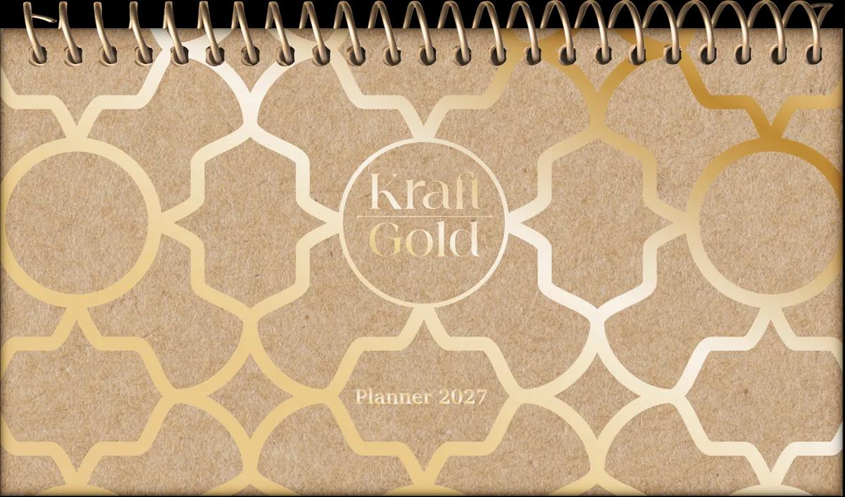 AGENDA DIARIA ESPIRAL 162X90MM 64FLS - KRAFT GOLD