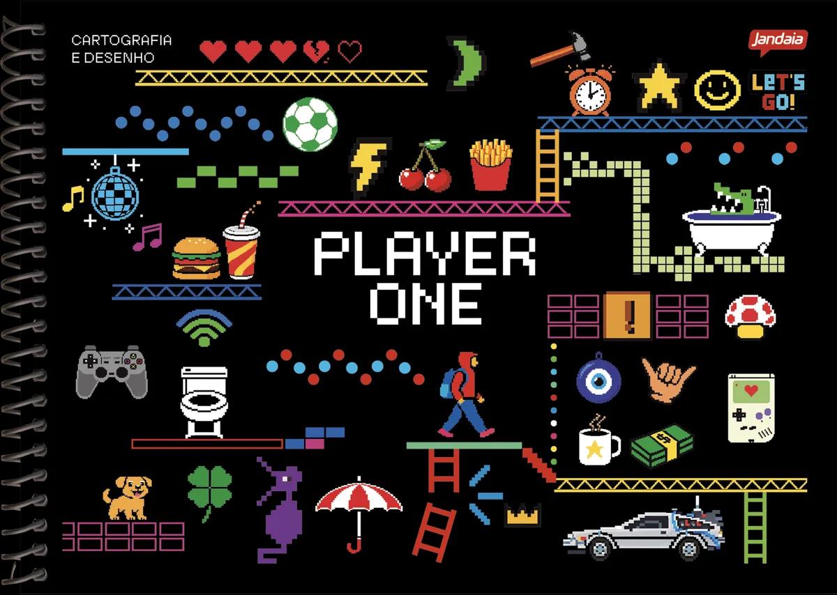 CADERNO ESPIRAL CAPA DURA 80 FOLHAS CARTOGRAFIA - PLAYER ONE — miniatura 2