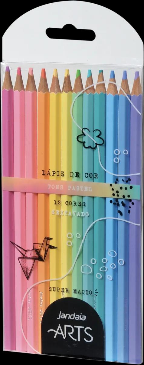 LAPIS DE COR MADEIRA  12 CORES PASTEL  - JANDAIA ARTS