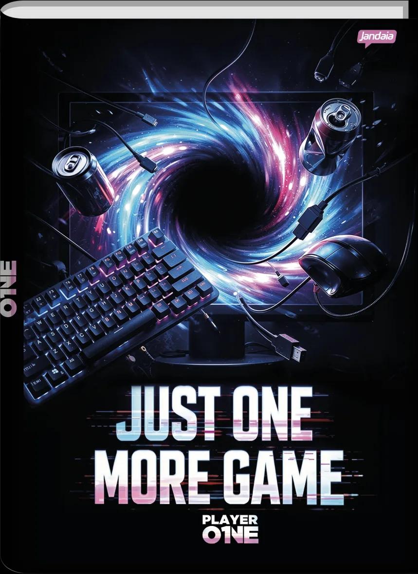 CADERNO BROCHURA 1/4 CAPA DURA 80 FOLHAS - PLAYER ONE