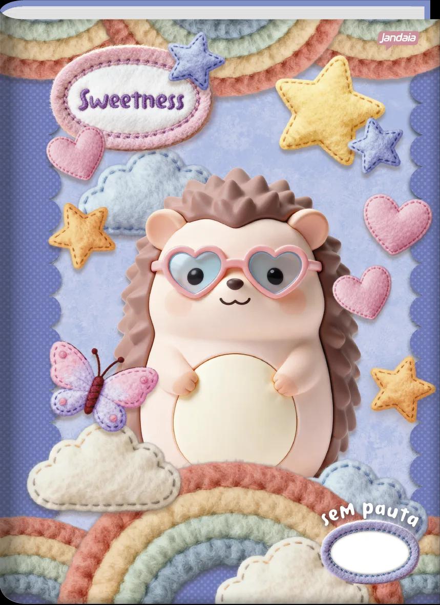 CADERNO BROCHURA UNIVERSITÁRIO CAPA DURA 80 FOLHAS SEM PAUTA - SWEETNESS