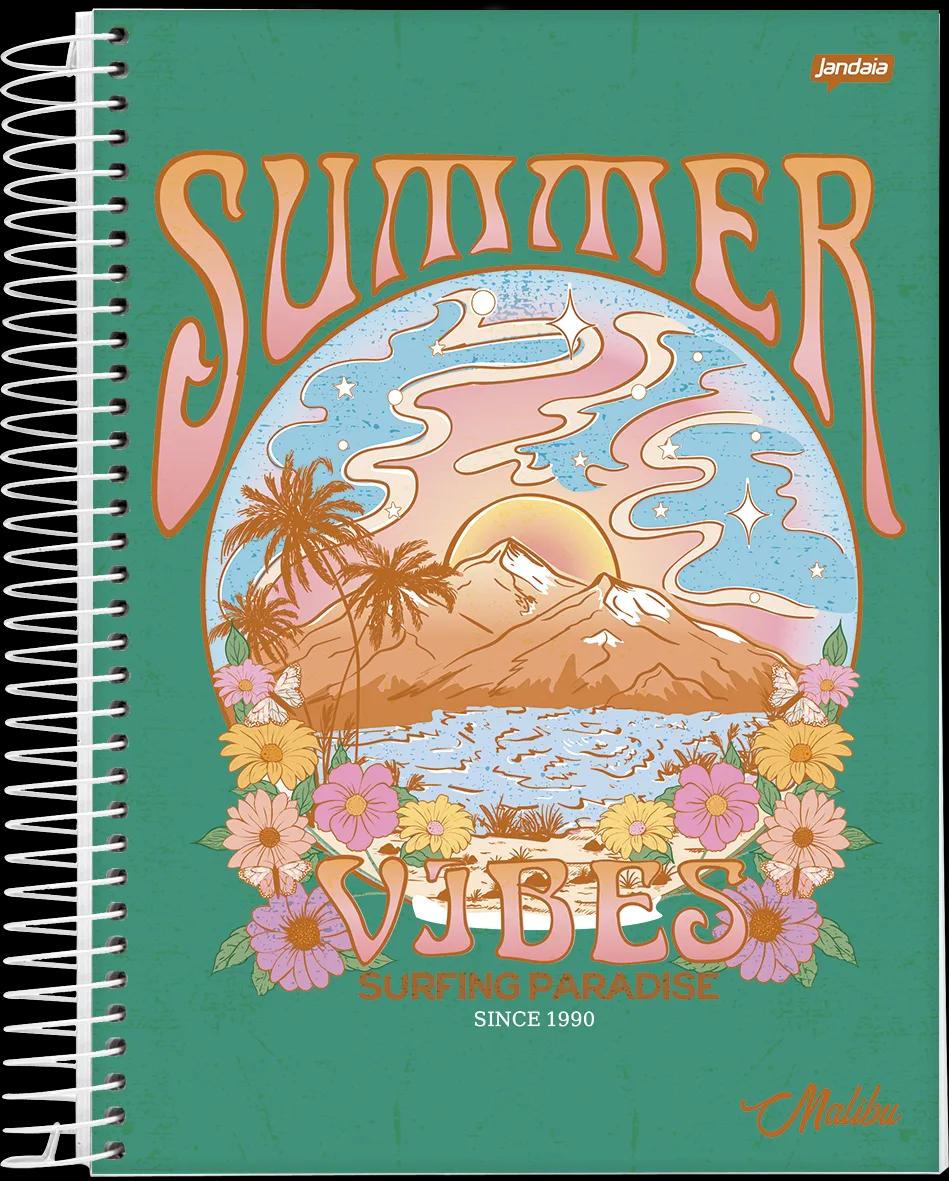 CADERNO ESPIRAL UNIVERSITÁRIO CAPA DURA 01 MATÉRIA 80 FOLHAS -  CALI E MALIBU