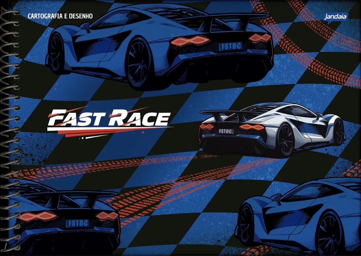 CADERNO ESPIRAL CAPA DURA 80 FOLHAS CARTOGRAFIA - FAST RACE