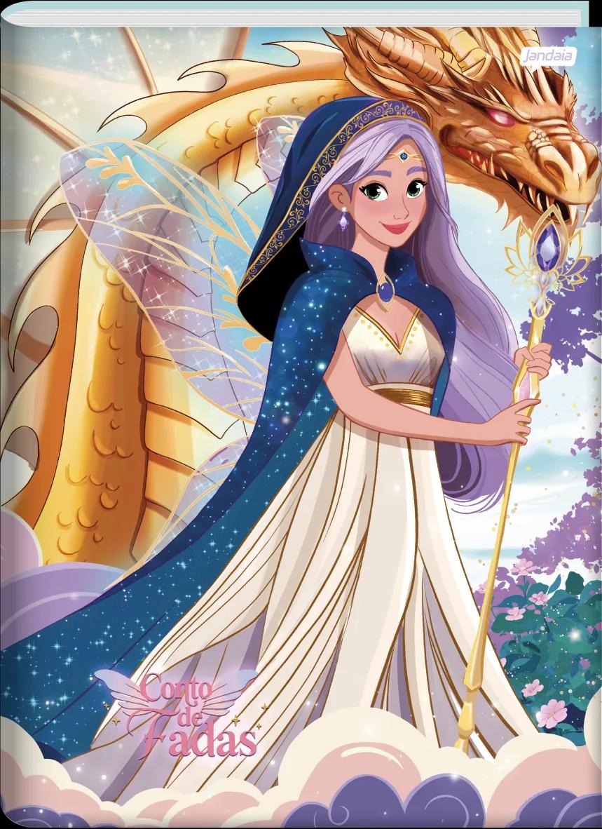 CADERNO BROCHURA 1/4 CAPA DURA 80 FOLHAS - CONTO DE FADAS