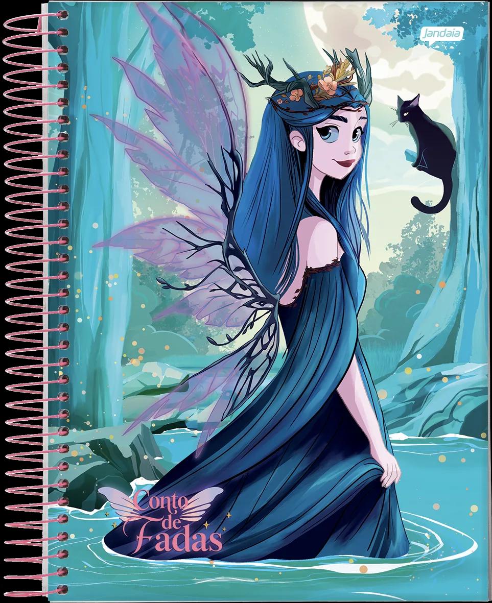 CADERNO ESPIRAL UNIVERSITÁRIO CAPA DURA 01 MATÉRIA 80 FOLHAS -  CONTO DE FADAS